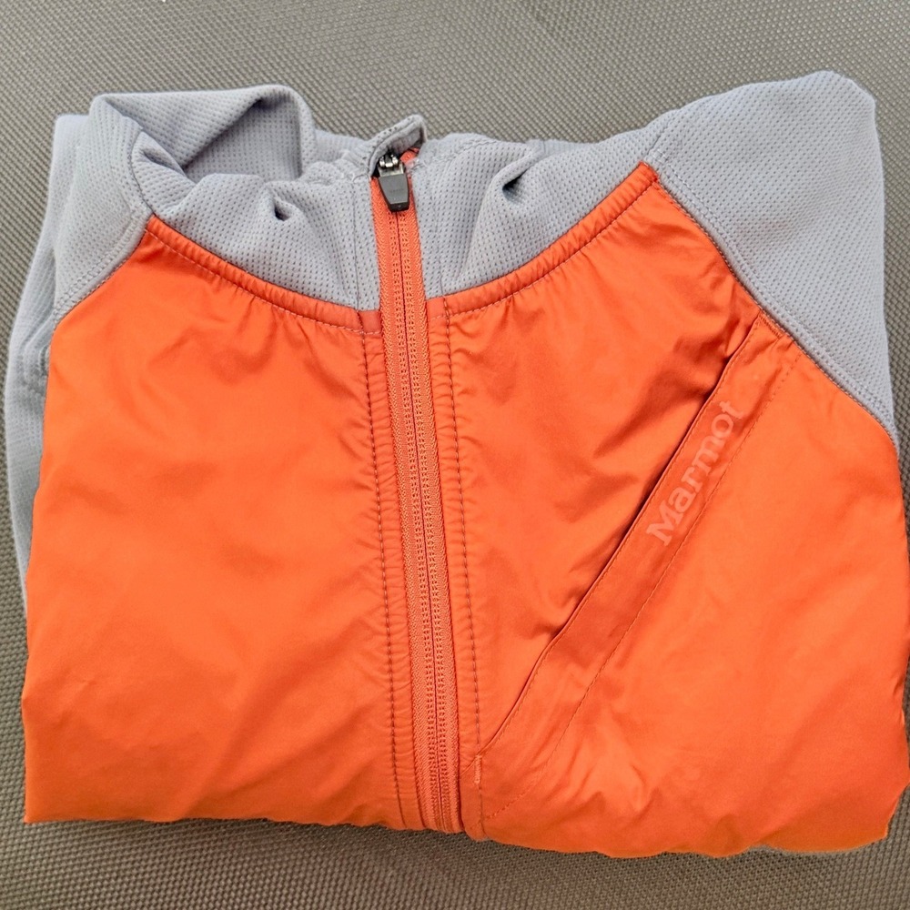 Marmot Hanging Rock Hoody Mens XL Grey Orange Excellent Thumbholes Hiking